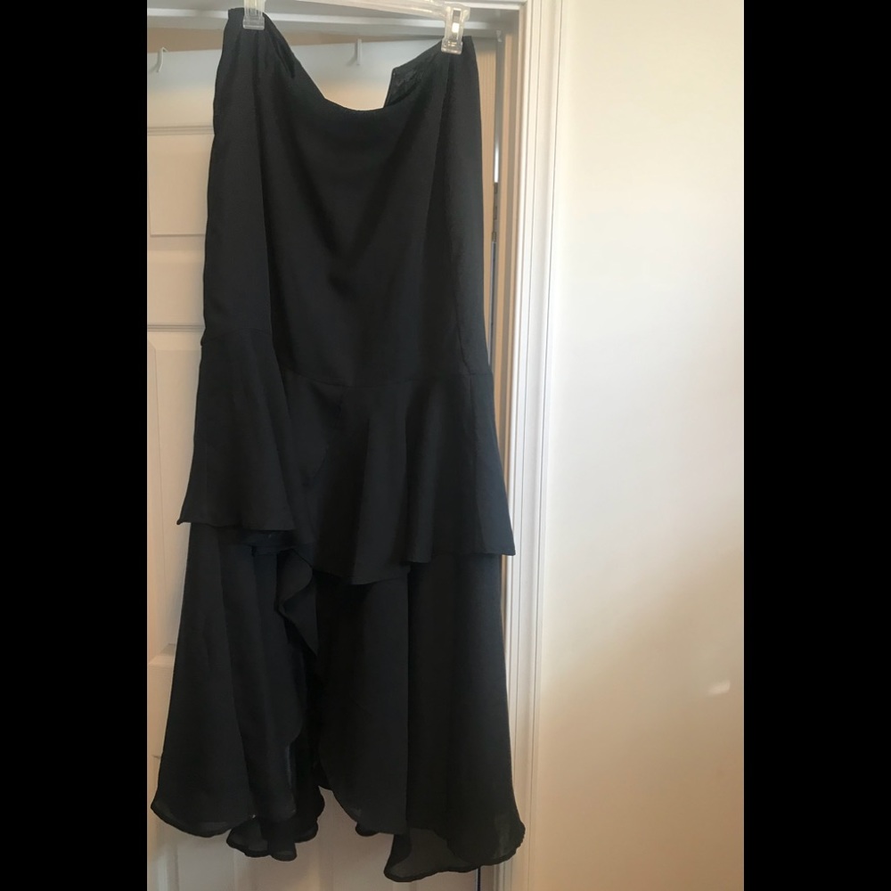 Long black ruffled skirt